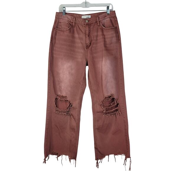 VERVET BY FLYING MONKEY Denim - Rust VERVET Leslie 90s Vintage Flare Distressed High Rise Crop Jeans Size 29